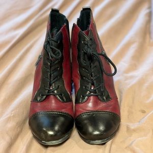 Red and Black Remonte Ankle Boots